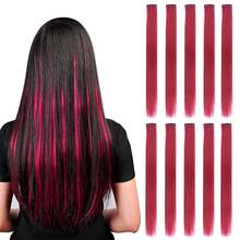 Clip In Hair Extensions 22 Inch 20Pcs/10Pcs Colored Hair Extensions Party Highlights Long Straight Synthetic Hairpieces For Women