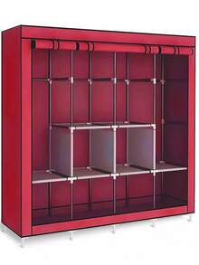 LÈRFM Wardrobe Minimalist Design Portable Fabric Wardrobe Storage - Red - View 4
