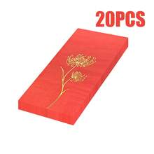 Guardanapos descartáveis com estampagem a quente vermelha de 15,74 x 13 polegadas, 100/60/20 unidades, padrão floral, usados para celebrações tradicionais de feriados, festas de aniversário, banquetes de casamento, festas de noivado, ocasiões sociais de negócios, uso diário em hotéis e indústrias de catering, etc.