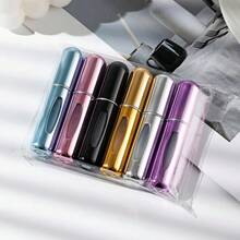 1Pc 5ml Metal Travel Spray Bottles, Self-Priming, Bottom Filling, Unscented, PVC-Free, Portable Perfume Atomizer Set For Suitcase & Toiletry Bag - 亮黑色 - 查看 3