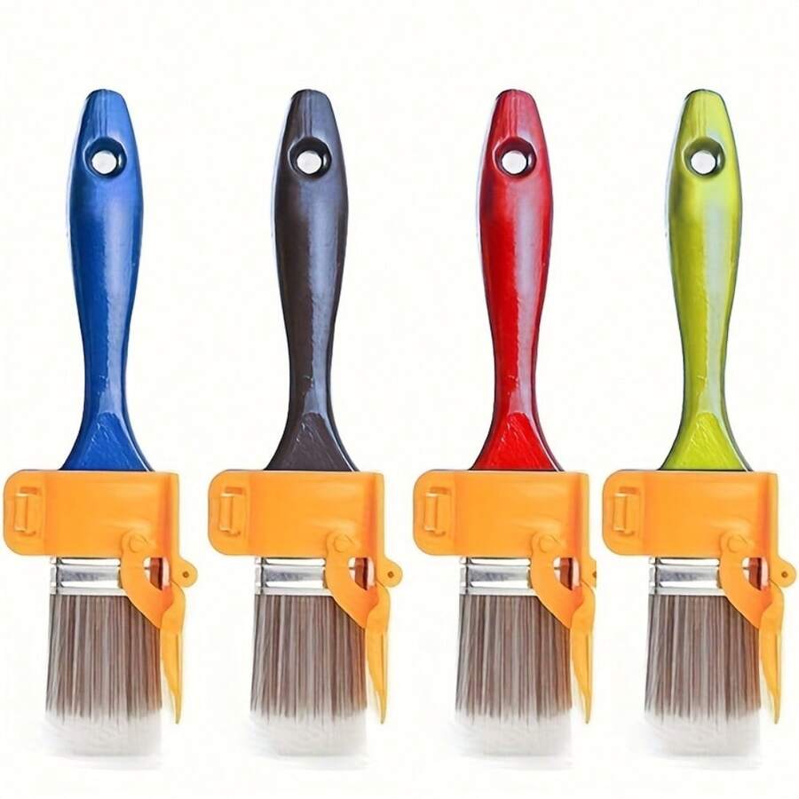 Non-Shedding Edge Painting Dual-Tone Portable Wood Handle Paint Brushes With Color Separation Finish