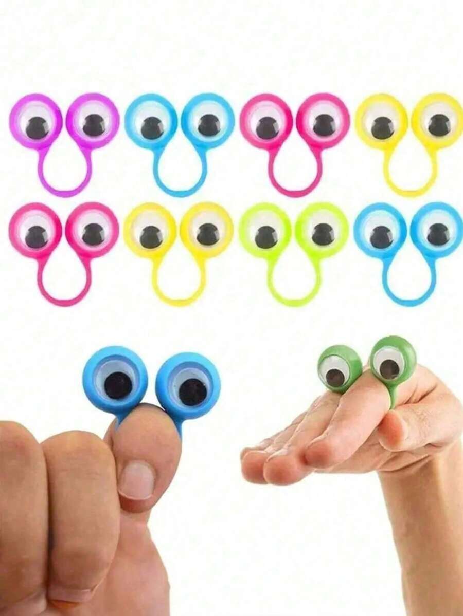 1/5/10个装带眼睛的手指偶，手指偶玩具，趣味手指眼玩具，可爱青蛙手指偶，手指舞派对玩具，万圣节手指活动眼球戒指，各种创意手指眼偶，派对DIY手工活动眼球手指偶 - 非常适合营造派对氛围、制作活动眼球手指偶和创意互动游戏 - 彩色 - 查看 1