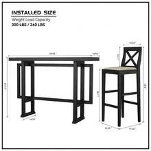 Bar Chair Counter Height Stool With Backrest, Padded Seat & Footrest, Wood Kitchen Island Chair, Vintage Dining Room Chair For Home, Pub,Black - 黑色 - 查看 4