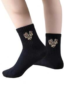 10/5 Pairs Kids Leopard Print Bow & Heart Design Ankle Socks, Soft Breathable Short Socks, Non-Fading, Suitable For Girls All Seasons - Multicolor - View 8