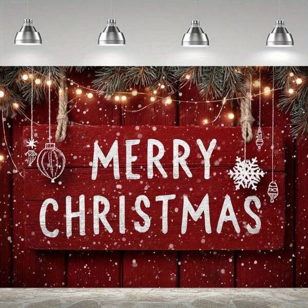 قطعة واحدة من قماش خلفية مطبوع بطباعة مسطحة 2D لعيد الميلاد، تحية عيد الميلاد مع زخارف من رقائق الثلج وفروع التوت الأحمر - خلفية عيد الميلاد المبهج. قماش أفقي ذو ملمس عالي الجودة، قماش خلفي بموضوع رجل الثلج، خلفية بموضوع عيد الميلاد الشتوي، ديكور عيد الميلاد الرجعي.