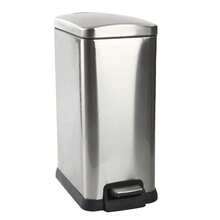 Hometrends 15 Liter Stainless Steel Hands Free Step Pedal Bathroom Trash Can, HomeTrends 15 Liter Trash Can