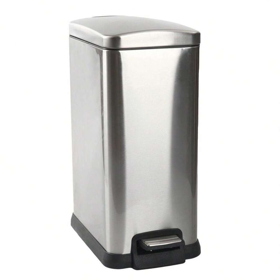 Hometrends 15 Liter Stainless Steel Hands Free Step Pedal Bathroom Trash Can, HomeTrends 15 Liter Trash Can
