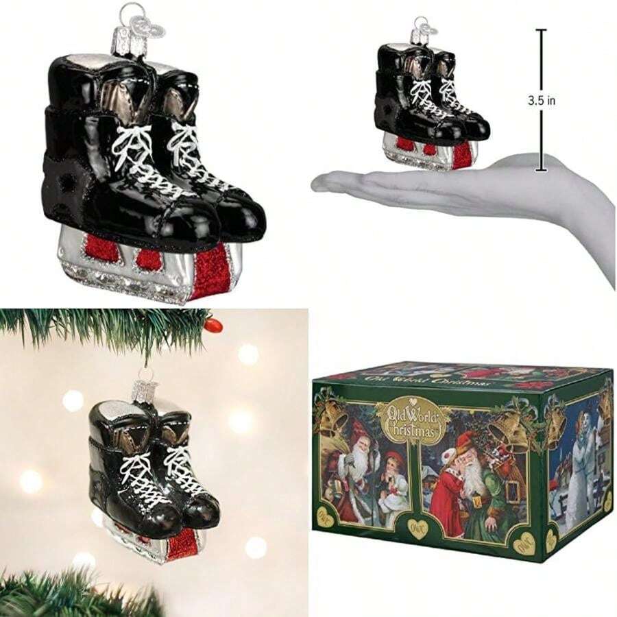Old World Christmas Player Gifts - Adornos de Cristal soplado para árbol de Navidad(Patines de Hockey) - Tipo 1 - Ver 1