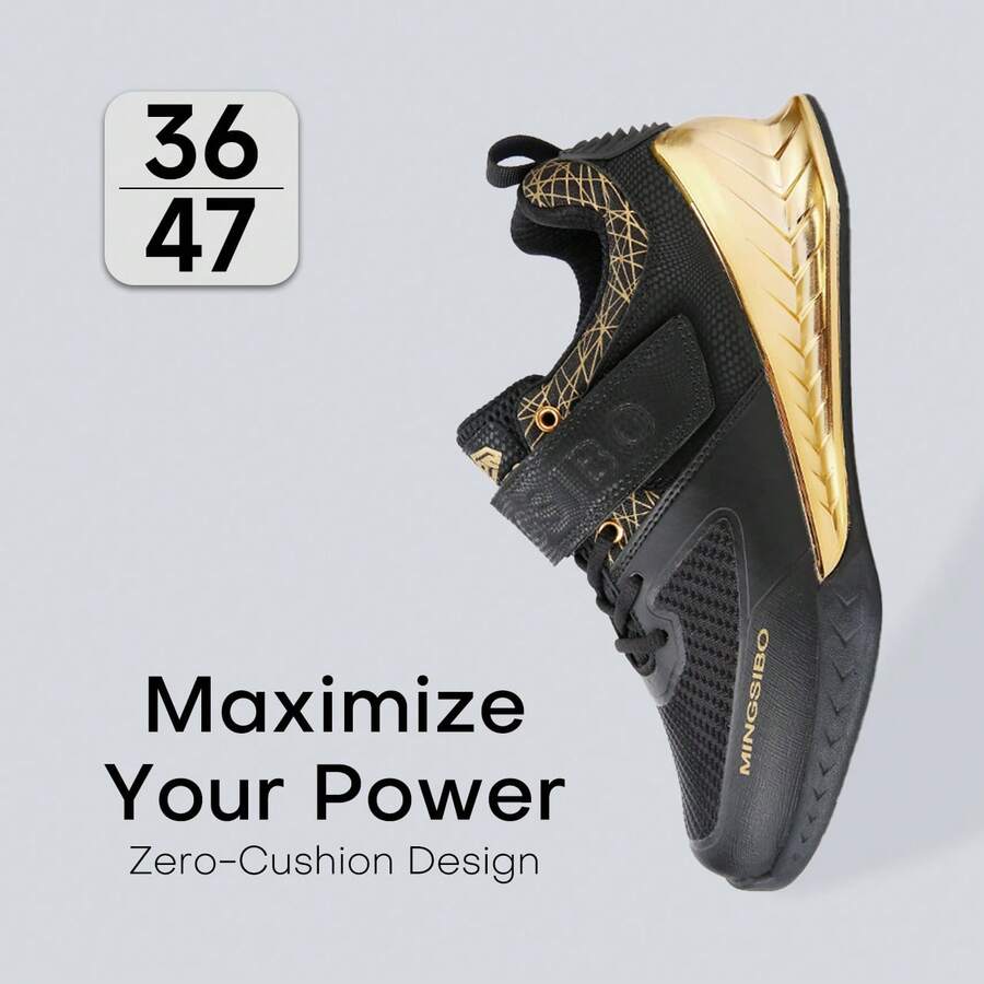 Men's Powerlifting Squat Shoes, Breathable Weightlifting Sneakers With Hook And Loop Strap, TPU & Rubber Sole For Stability, Indoor Gym Deadlift & Bench Press Training