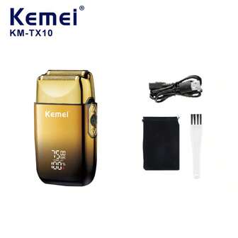  【完美的节日礼物】KEMEI Tx10 男士电动剃须刀和毛发修剪器。便携旅行，金属结构，智能液晶屏，高级礼品套装。