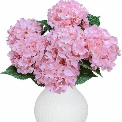 6PCS Premium White Hydrangea Artificial Flowers Bouquets, Ivory Silk Hydrangea Flowers Heads With Stems, Hydrangeas Flowers Arrangement, Faux Hydrangea Decor Home Wedding Party Shower