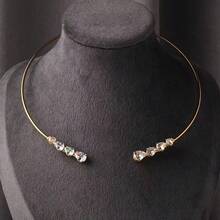 Colier tip choker deschis cu zirconiu strălucitor de lux, colier cu strasuri de înaltă calitate pentru femei, accesoriu elegant și versatil pentru colier