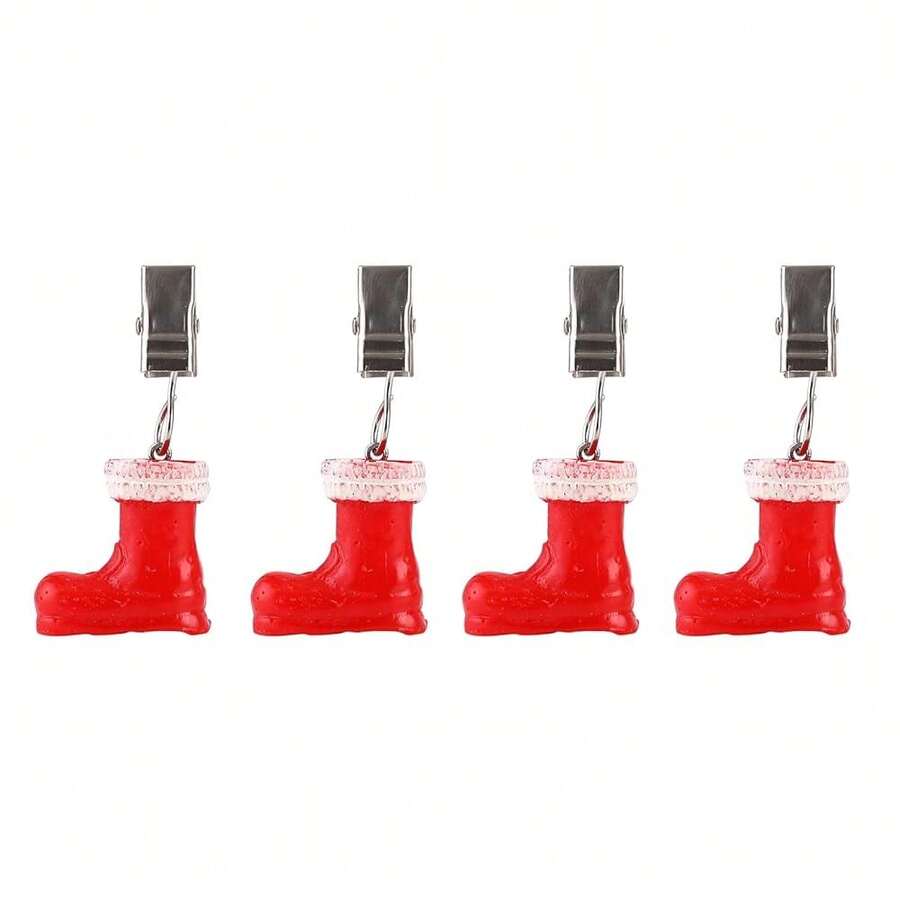 Home Set Of 4 Christmas Boots Tablecloth Weights Clips Handicraft Christmas Boots Tablecloth Clamps Pack Of 4{"Color_name":"ChristmasBoots"} - 多色2 - 查看 1
