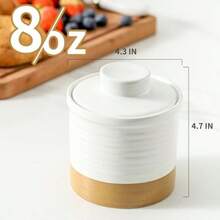 Hasense Mantequilla francesa con tapa mantequilla de cerámica para encimera con línea de agua para mantequilla untable contenedor de mantequilla de granja para regalo de Navidad decoración del