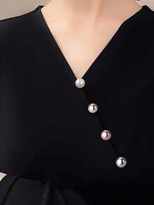 10 perlenähnliche Kunststoffknöpfe - nahtlose verstellbare Knöpfe, glatte kugelförmige tiefblaue/schwarz-weiße/beige dekorative Verschlüsse, geeignet für Hemden, Kleider, Jacken, Hemden - langanhaltend und einfach zu verwenden (10), blinkende Knöpfe an Kleidung, elegante und flache Knöpfe an Kleidung, Basteldekorationsknöpfe, dünne Knöpfe an Strickjacken, Knöpfe für Damenmäntel Weihnachtsgeschenk