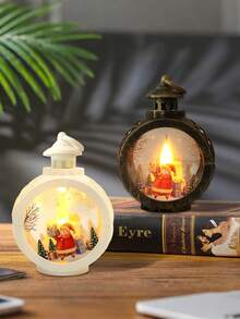 Conjunto de 2 Mini Lanternas de Natal Portáteis para Pendurar, Lanternas de LED Portáteis para Velas, Luminárias de Natal Vintage Pequenas para Decoração Noturna, Presente Brilhante, Luz de Vela Impressa para Janela, Lindos Acessórios de Iluminação para o Natal, Decoração Festiva para Festas, Decoração de Casa, Decoração de Quarto, Decoração de Jardim, Decoração de Fadas para Festas, Decoração de Festivais, Decoração de Natal, Decoração de Ação de Graças, Decoração de Casamento, Decoração de Outono, Decoração de Inverno