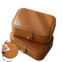 Light Luxury Retro Portable High-End Exquisite Small Necklace Earrings Gold Ring Storage Jewelry Storage Box - Brown - View 4