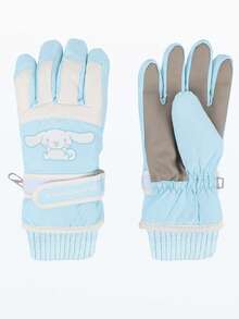 Sanrio زوج من القفازات الحرارية المبطنة المقاومة للماء والمناسبة للدراجات والتزلج والأنشطة الخارجية ذات نمط سانريو، مناسبة للخريف والشتاء