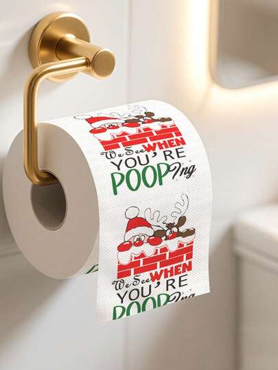 1 Roll Of Christmas Printed Rolling Paper, Christmas Toilet Paper, Kitchen Disposable Tissues, Merry Christmas Roll Paper Napkins,Santa Claus Reindeer Pattern,Napkins For Christmas Table Center Decoration, Disposable Tableware For Christmas Decoration, 2025 Christmas Home Decoration, Christmas Room Decoration, Christmas Kitchen Decoration