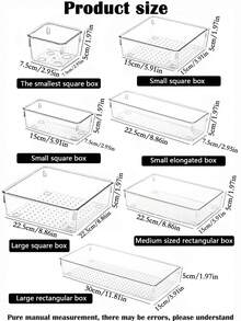 1pc大号透明塑料收纳盒办公桌抽屉式亚克力储物盒家用多功能收纳自由组合配套套装卧室浴室厨房办公室收纳盒护肤品香水口红指甲油化妆刷眼影粉扑分类收纳圣诞节万圣节感恩节秋冬家居收纳摆件