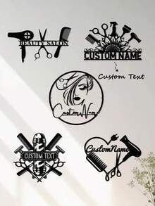 1pc Personalized Hair Dresser Name Sign, Hair Salon Metal Sign, Custom Hair Stylist Metal Wall Art, Barber Shop Metal Wall Decor, Hair Stylist Gift - 彩色 - 查看 1