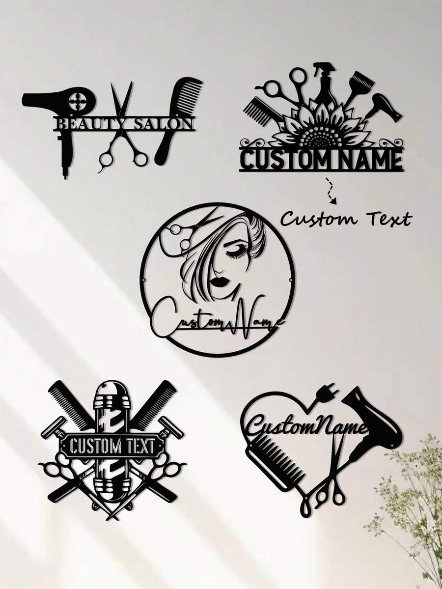 1pc Personalized Hair Dresser Name Sign, Hair Salon Metal Sign, Custom Hair Stylist Metal Wall Art, Barber Shop Metal Wall Decor, Hair Stylist Gift - 彩色 - 查看 1