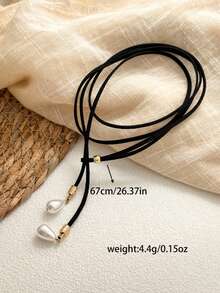 قلادة عنق من الجلد متعدد الطبقات مع قلادة اللؤلؤ، قلادة طويلة، قلادة متداخلة حلوة وجذابة، مناسبة للارتداء اليومي