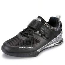 Men's Powerlifting Squat Shoes, Breathable Weightlifting Sneakers With Hook And Loop Strap, TPU & Rubber Sole For Stability, Indoor Gym Deadlift & Bench Press Training