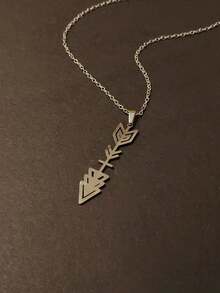 1pc Fashionable Stainless Steel Arrow Pendant Necklace, Arrow Symbol Pendant Necklace, Gift For Friends & Lovers, Suitable For Daily Wear