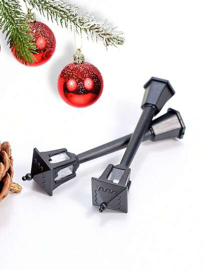 5 قطع أضواء شارع صغيرة للكريسماس - باللون الأسود، لا تحتاج إلى طاقة، مثالية لديكور العطلات وهدايا الحفلات