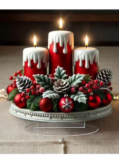 1 Stück elegante 2D flache Acryl Weihnachtskerzen Dekoration, multifunktionales Tischhandwerk für Zuhause, Büro, Schlafzimmer, Café - ideales Geschenk für Feiertagsstimmung