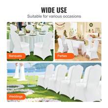 Housses de chaise pliantes en élasthanne élastique, universelles, avec revêtement incurvé, amovibles et lavables, pour mariage, banquet, fête, célébration, salle à manger (lot de 50, blanc) - 50Pcs Gewölbter Vorderbezug - Voir 6