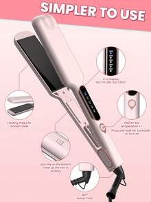 1pc Wide Titanium Flat Iron For Thick Hair & Curly Hair, 2 Inch Fast Heating Hair Straightening Styling Iron, Dual Voltage, Auto Off, With Glove & 2 Clips - UK Plug(220-240V) - View 5