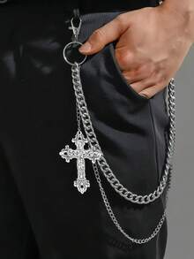 1 Peça Corrente de Cruz Gótica, Acessório de Moda Estilo Punk de Rua, Versátil para Uso Diário e Presentes