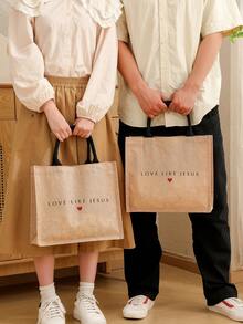 1 Pc Love Like Jesus Pattern Shopping Large Beach Bag Monogrammed Gift Tote Bag For Women, Travel Gift For Man Woman Christian  Inspirational Faith