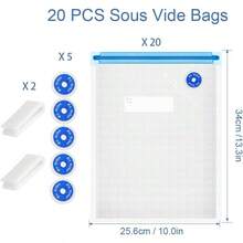 Vide Bags Reusable 27Pcs,  Vacuum Sealer Bags, Vacuum Food Storage Bags For Sous Vide Cooking/Microwave Heating - 20Pcs Vacuum Zipper Bags & 2 Seal Clips & 5 Air Valves (11 * 10in) 2.9L - #3 13.5*10in Bags 20pcs - View 4
