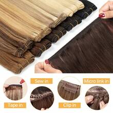 Straight Human Hair Weaves Brazilian Remy Human Hair Bundles Sew In Weft Extensions Straight Blonde 50g/Pack 12"-22" Natural Hair, Multiple Colors For You To Choose From, Easy Installation - SP18A-613 - Xem 7