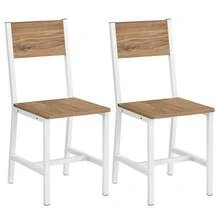 VASAGLE Juego de 2 sillas de comedor, sillas de madera rústica con estructura de metal, fácil de ensamblar, asiento cómodo, silla estilo granja moderna para la cocina, el dormitorio y la sala de estar - Blanco y marrón - Ver 6