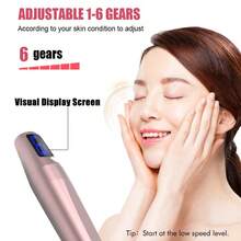 6-Level Adjustable Facial Micro-Crystal Massage Roller With 5pcs 0.25mm Replacement Heads, Facial Skin Care Tool