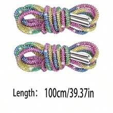2条120厘米奢华水晶鞋带，圆形水晶鞋带/帽带，时尚闪亮，水晶抽绳运动鞋带，休闲鞋带 - 白色 - 查看 27