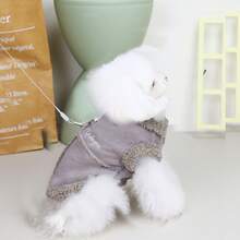 DADAGOU Faux Suede Vest, Pet Clothes, Dog Apparel, Cat Wear, Thick Fur-Trimmed Vest, Furry Vest, Animal Fur Vest, Cat Outfit, European & American Style Fur Coat, British Style Pet Apparel