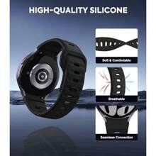 MoKo 2 Pack Rugged No Gap Bands Compatible with Samsung Galaxy Watch 7 FE 6 5 4 Band 40mm 44mm/Watch 6 4 Classic 43mm 47mm 42mm 46mm/Watch 5 Pro 45mm, Silicone Replacement Sport Strap Men, B+AG(Black+ArmyGreen) - Tipo 4 - Ver 6