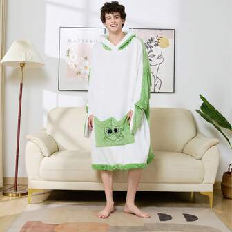 SunBritly Dinosaur Blanket Unisex Oversized Sweatshirt For Women Cozy Hoodie Wearable Animal Blanket Thick Warm With Large Front Green Pocket Dinosaur Costume Adult,A Gift For Dinosaur Enthusiasts