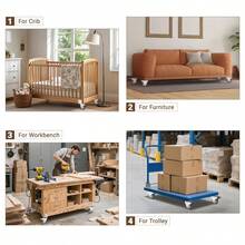 4pcs L-Shaped Universal TPR Heavy Duty Caster Wheels - Smooth Rolling, Quiet Operation, Enhance Mobility Of Furniture, Beds, Luggage, Cabinets And Tables - Load Capacity 20kg/35kg, Wheel Size 1.25"/1.5"/2", Smooth Rolling L-Shaped Casters - Brown - View 9