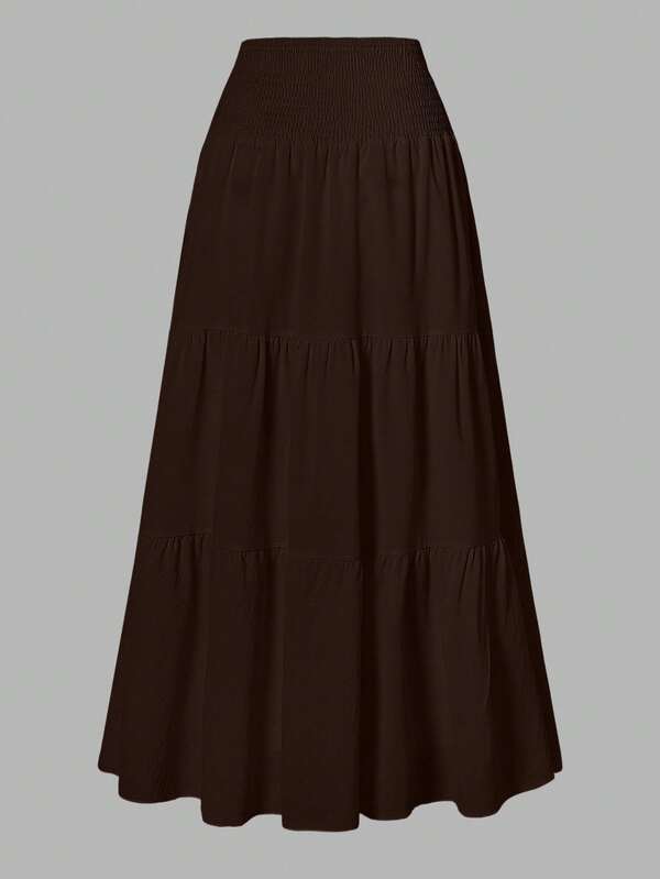 Women's Solid Color Minimalist Ruffled Hem Skirt