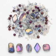 210 piezas de cuentas de vidrio, cuentas retorcidas, cuentas de rombos puntiagudos, cuentas planas, cuentas pequeñas, cuentas sueltas chapadas, materiales para hacer joyas DIY para encantos de teléfono, collares, aretes, llaveros, bolsos