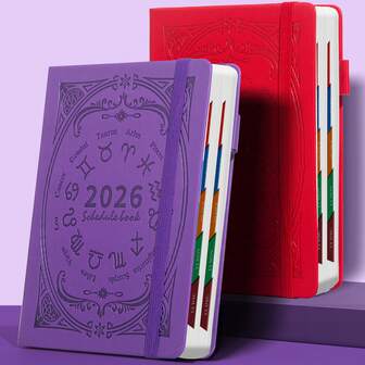 Nuevo planificador anual 2026, planificador con tema de color misterioso y portada de constelación, planificación de vida, horario de tiempo, plan diario, plan mensual, cuaderno, agenda de estudio para estudiantes, agenda de reuniones de oficina y negocios, regalo de Navidad para amigos y familia
