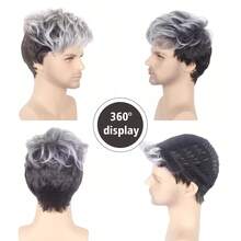 Short Brown Wigs For Men Curly Layered Natural Looking Side Part Hair Heat Resistant Synthetic Wigs With Wig Cap