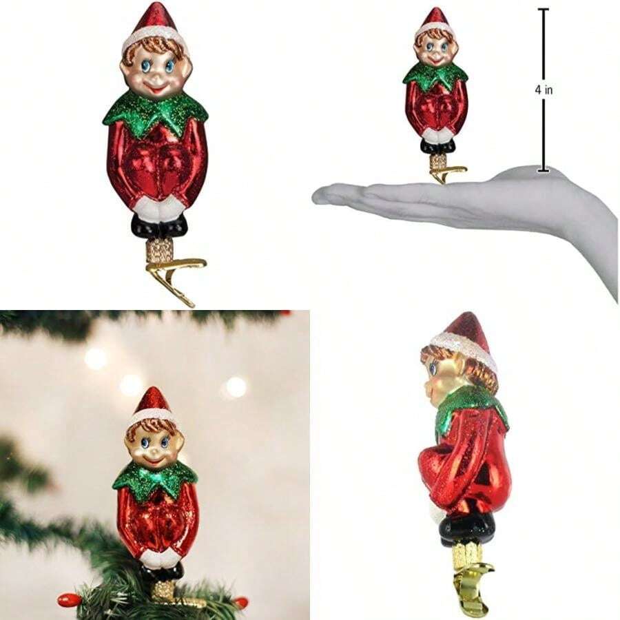 Old World Christmas Adornos de Vidrio soplado con Driver de Videojuegos para árbol de Navidad (44094), Purpurina Multicolor(Chrsitmas Pixie) - Tipo 19 - Ver 1