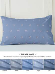 1/2 piezas Fundas de almohada impresas sin relleno, fundas de almohada de tela suave, suaves y transpirables, amigables con la piel y cómodas, textil para el hogar acogedor, adecuado para ropa de cama del hogar y ropa de cama de dormitorio escolar, funda de cojín de sofá, patrón de lazo de fondo azul, decoración de otoño, decoración de habitación, 45*45, Oeko-Tex